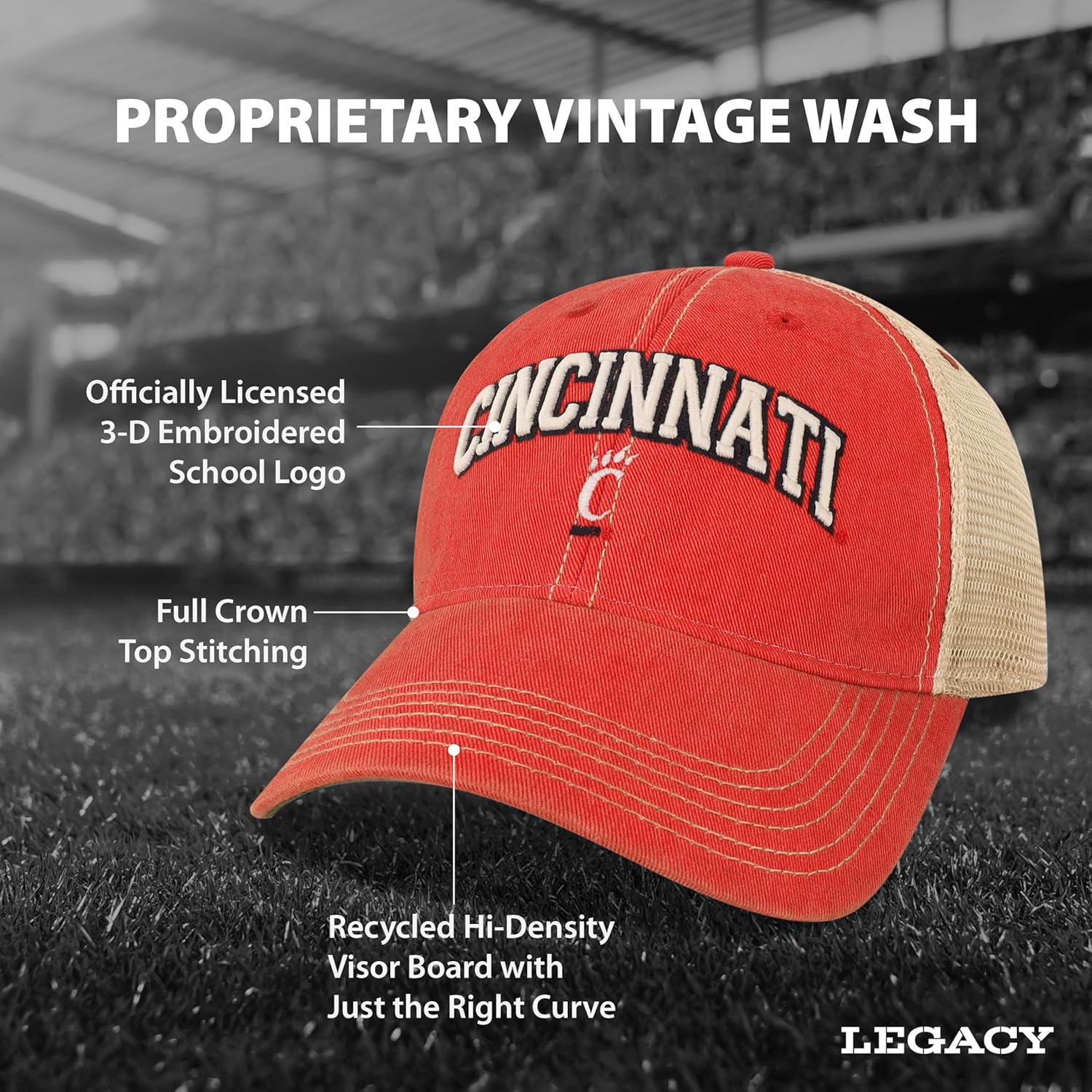Legacy NCAA Officially Licensed Baseball Hat, Lightweight Cap for Men & Women, (OFA), One Size Fits Most, Snapback Closure