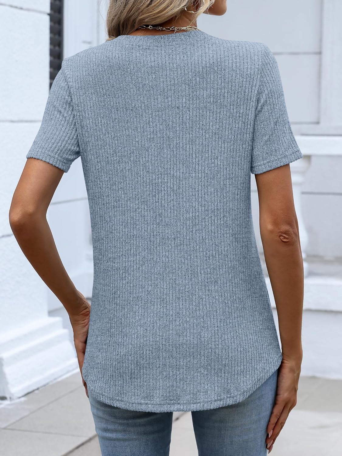 ANRABESS Womens Tops Short Sleeve Henley Shirts Dressy Casual Blouse Summer Cute Tshirt 2026 Spring Lightweight Tunic Sweater - Image 5