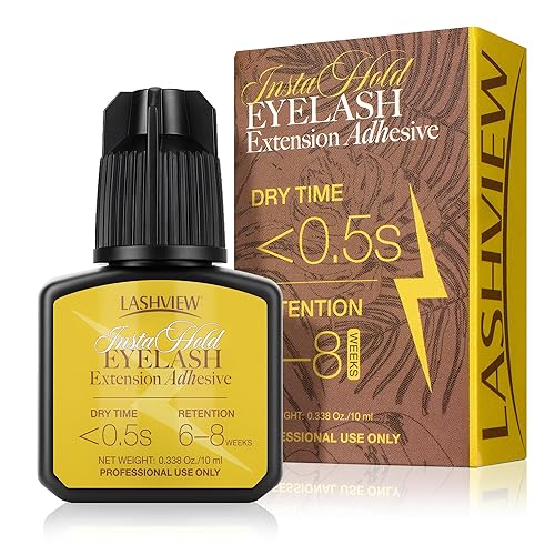 Miniatura 9 de LASHVIEW - Pegamento para extensiones de pestañas, 0.3 seg de secado rápido, permanencia de 6-8 semanas, adhesivo negro profesional, pegamento