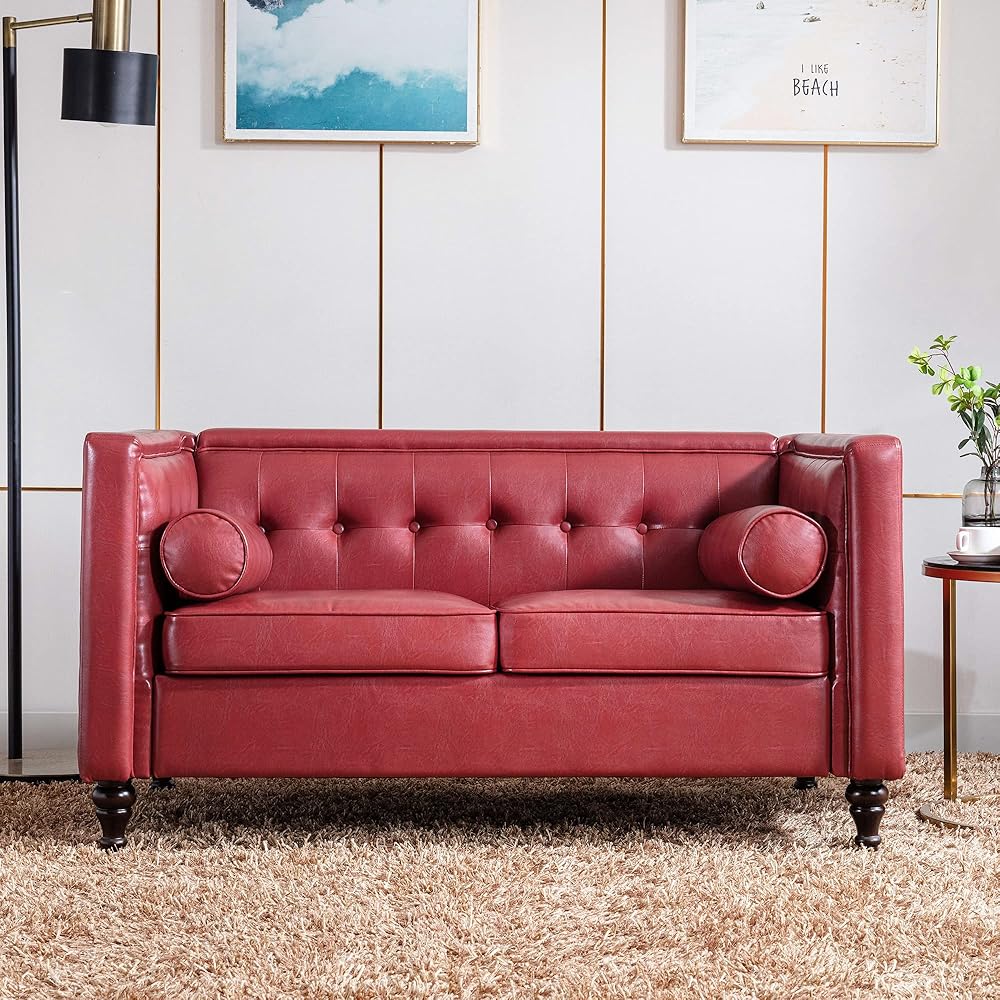 31/mo Finance Dreamsir 52'' Faux Leather Loveseat Sofa, Small Sofas and Couches for Small