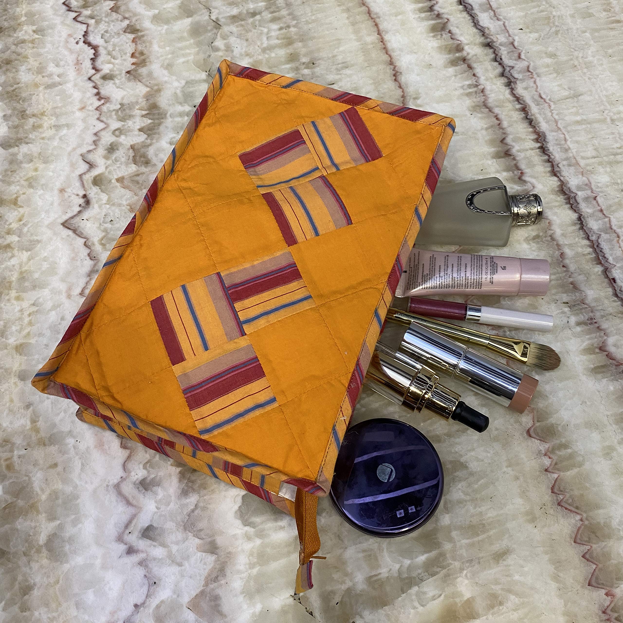 SIMPLY BEAUTIFUL ALWAYSLabel A Hearty Pair Cosmetic Pouch | Travel Bag | Toiletry bags | Makeup Box, Beige (12 Inch by 7.5 Inch)