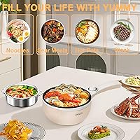 Vista 8 de Dezin Olla Caliente Eléctrica con Vaporizador Mejorado, Sartén Antiadherente para Saltear, Olla Eléctrica de Fideos Rápidos, Mini Olla de 1.5L