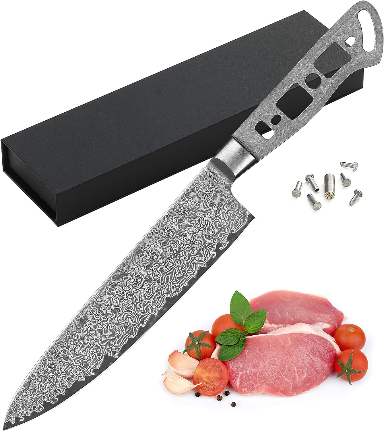 KATSURA Woodworking Project Kit – Gyuto Chef Knife Blank – 8 Inch – 50mm Wide Blade – Japanese Premium AUS 10, 67 Layers Damascus Steel – NO LOGO