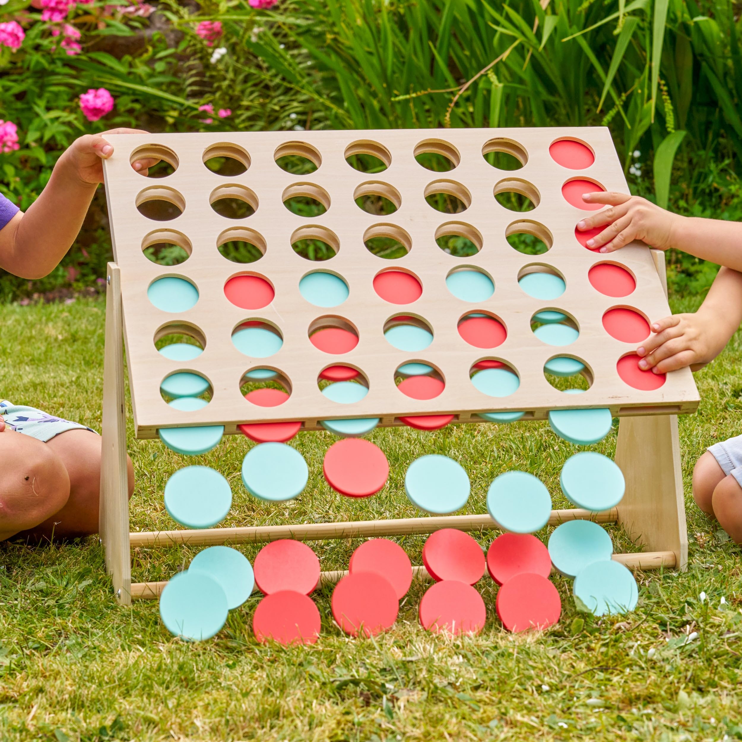 TP Toys Giant Wooden 4 in a Row Outdoor Garden Game for Kids Ages 3+ Fun 1-4 Player Giant Connect 4 Game for Indoor or Outdoor Play