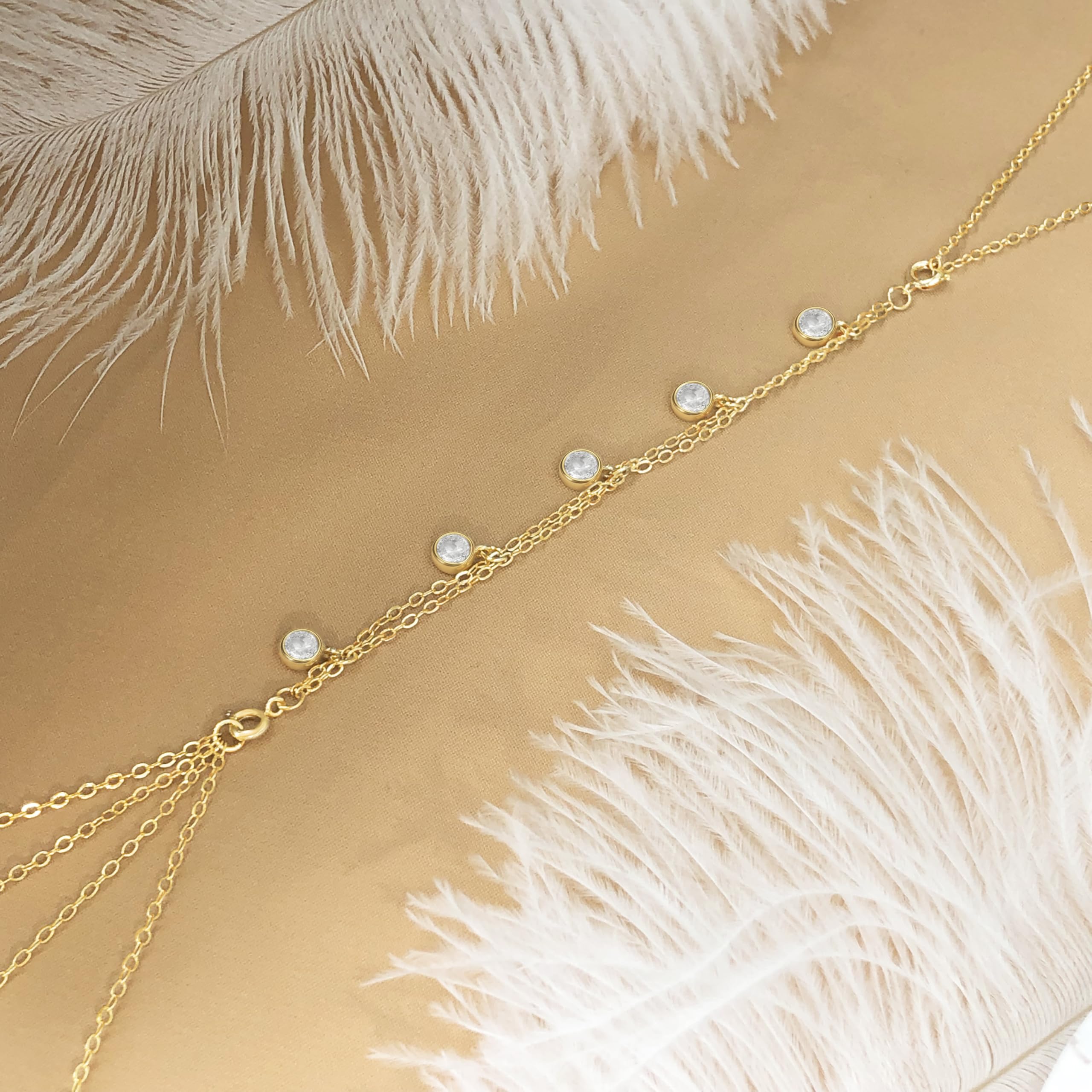 HERIER 14K Gold Plated Body Chains for Women, Sexy Layered Belly Waist Chain Crossover Bikini Bra Body Jewelry, Summer Beach Rhinestone Crystal Beads Jewelry Accessories for Women: Gold-Beads