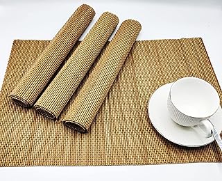 TN Craft Lot de 6 Sets de Table en Bambou Naturelle, Sets de Table Rectangulaires, Sets de Table résistants à la Chaleur, Lavable, Tapis de Table Antidérapant (Nature)