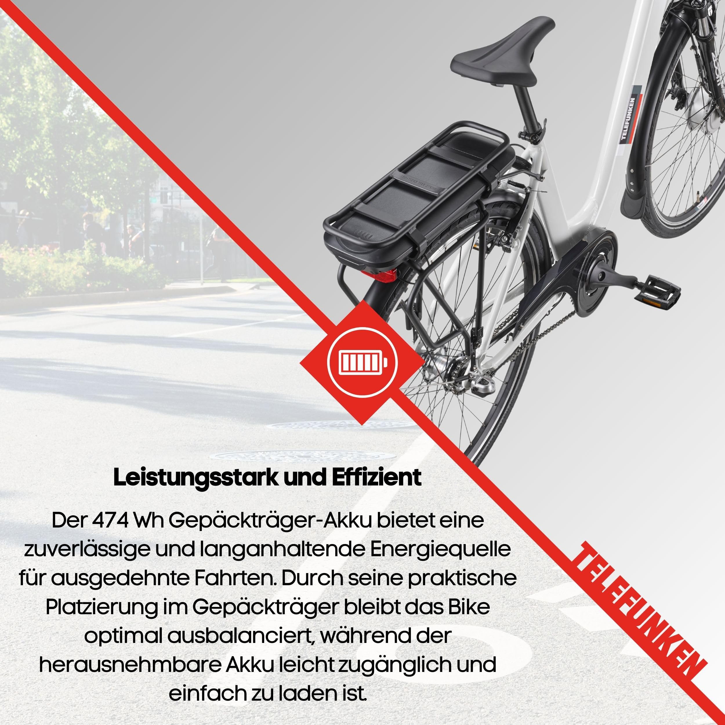 TELEFUNKEN E-Bike Damen 28 Zoll | Elektrofahrrad Frontmotor | 3-Gang Nabenschaltung | V-Bremsen | Pedelec Citybike | inkl. Panzerkabelschloss | RC836 Multitalent