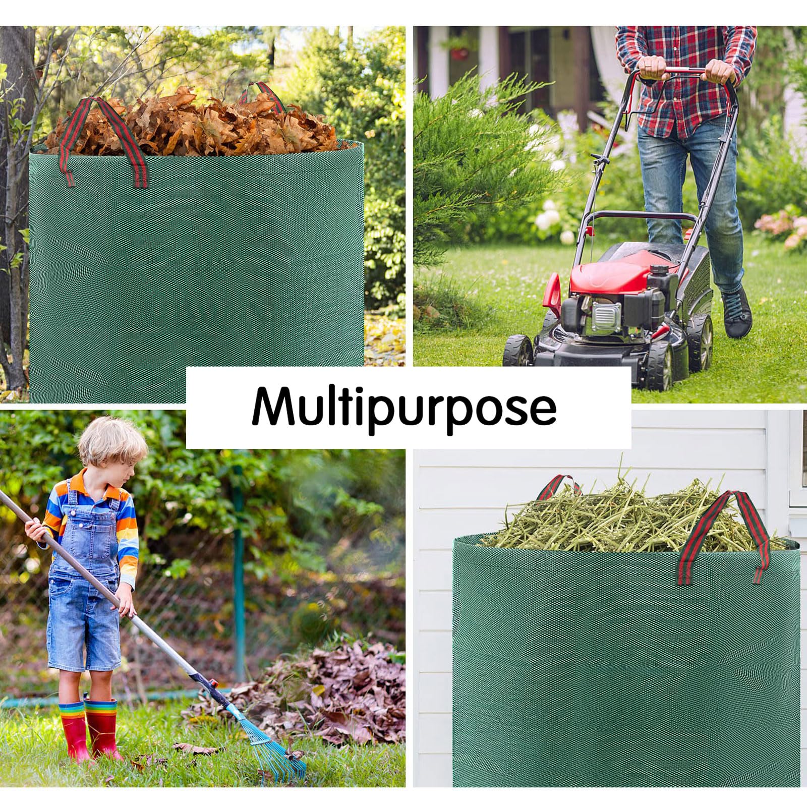 5pcsbolsas de basura de jardín ,Bolsa de recogida de hojas caídas ,Bolsas de basura de jardín impermeables ,de pie y plegable,robusto ,Con funda de cremallera ，para Recoger Plantas,Residuos y Hojas
