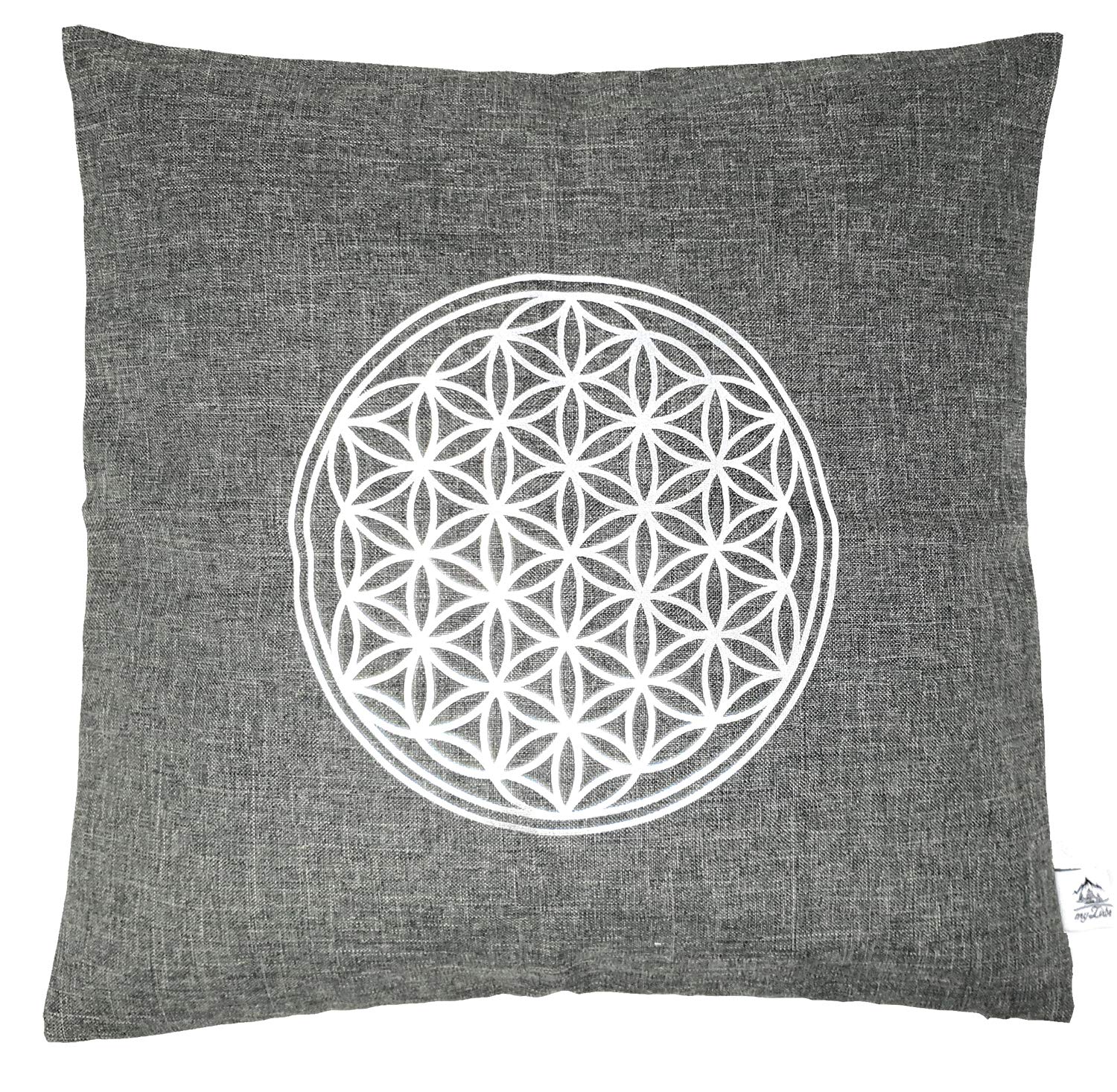 myZirbe Zirbenkissen Blume des Lebens Größe 40x40 cm antrazith Silber