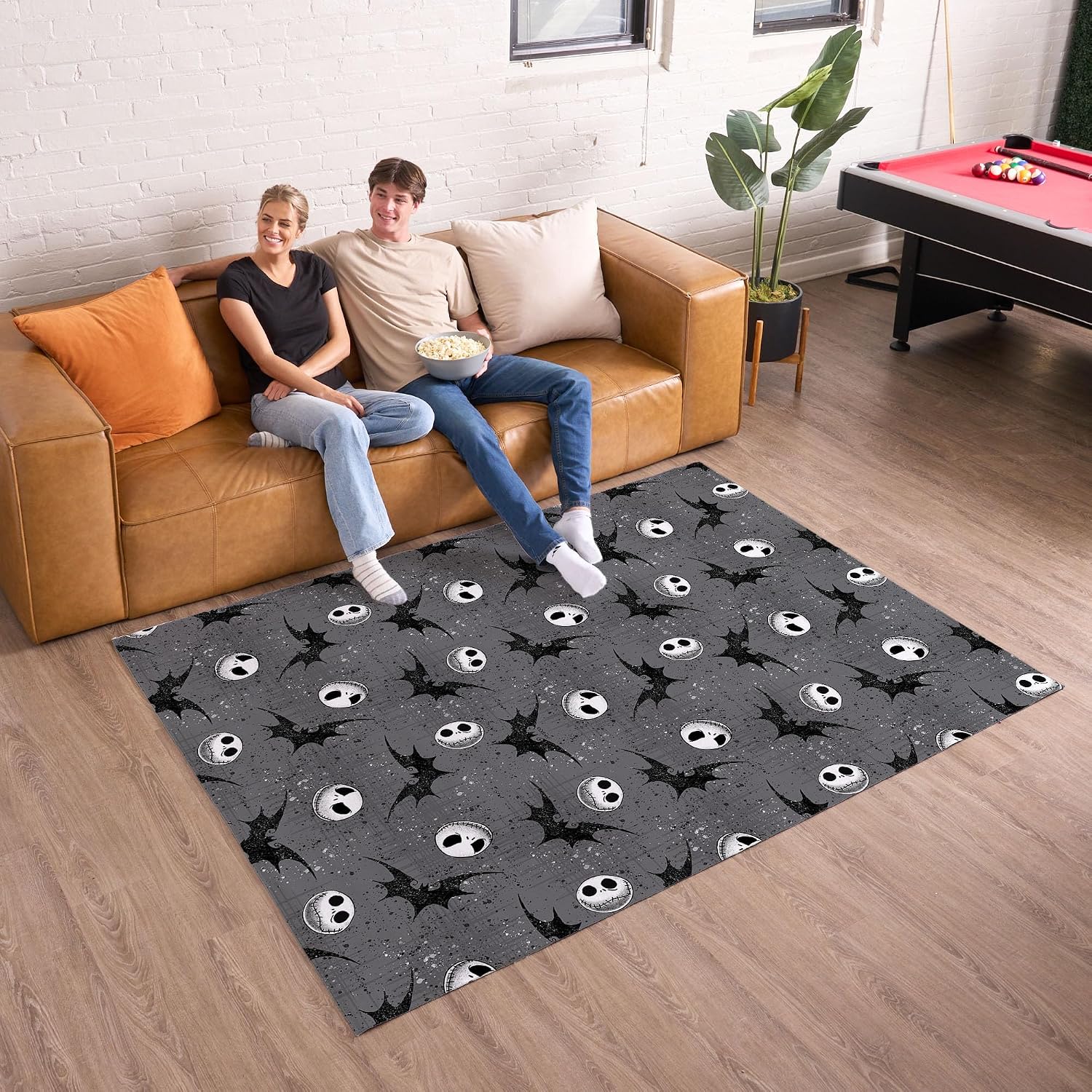 Northwest Disney Nightmare Before Christmas Jack Bats Printed Washable Rug 62 x 84 Inches Soft Durable Decorative Accent Area Rug for Bedroom Living Room or Playroom