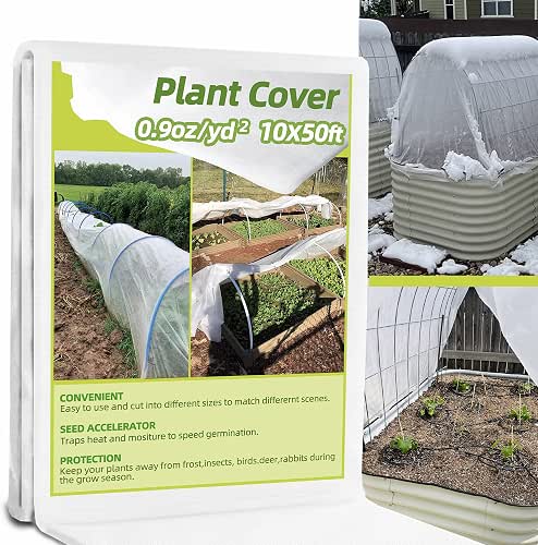 CJGQ Plant Covers Freeze Protection, 0.9oz 10x50FT Frost Cloth Plant