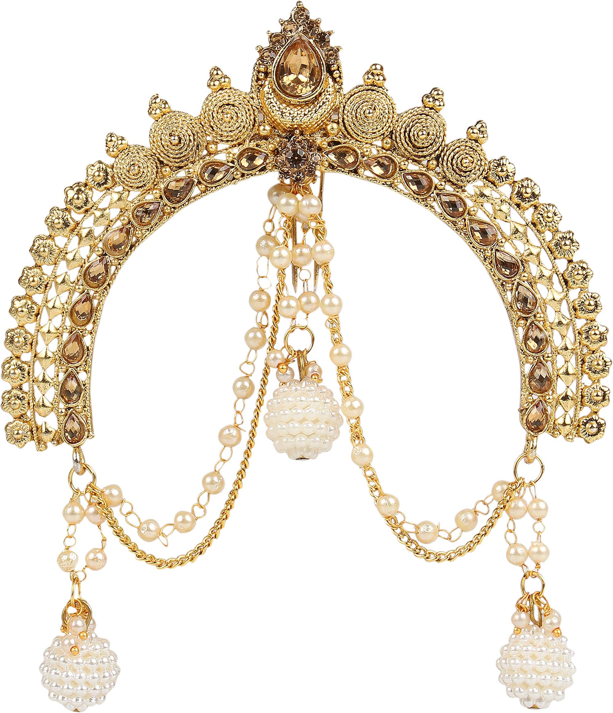 I Jewels Gold Plated Traditional Maharastrian Jewellery Aambada Juda/Pin Hair Brooch for Women (SM44W)