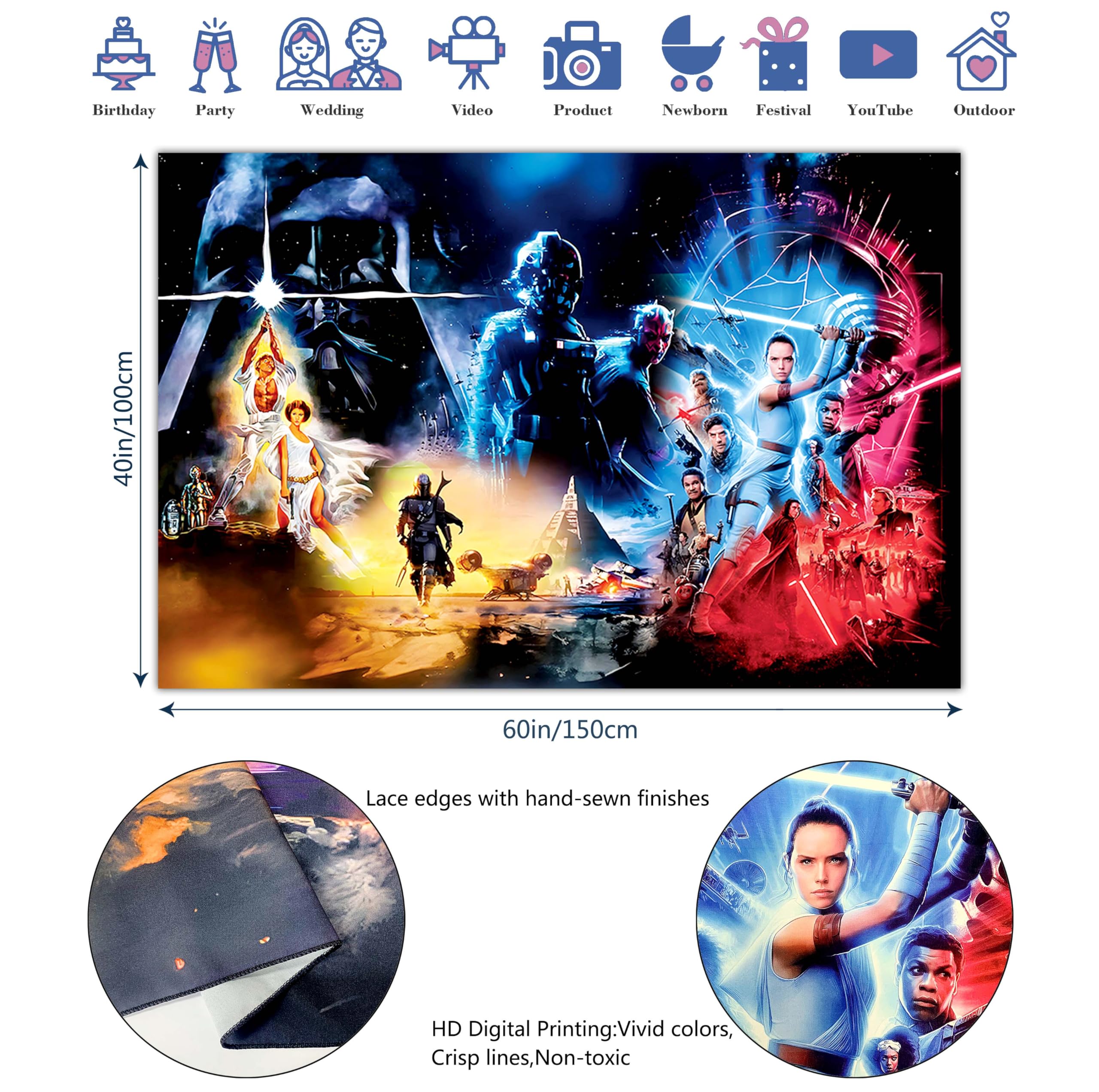 Tapisserie Murale Star Wars Dark Vador - Coton 100%, Personnalisable, Effet 3D - Décoration Chambre Science-fiction