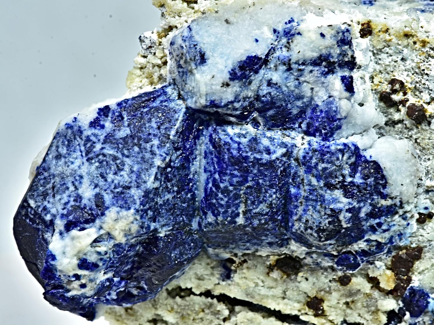 Amazing Fluorescent Terminated Lazurite Crystal with Afghanite On Matrix 125 Gm