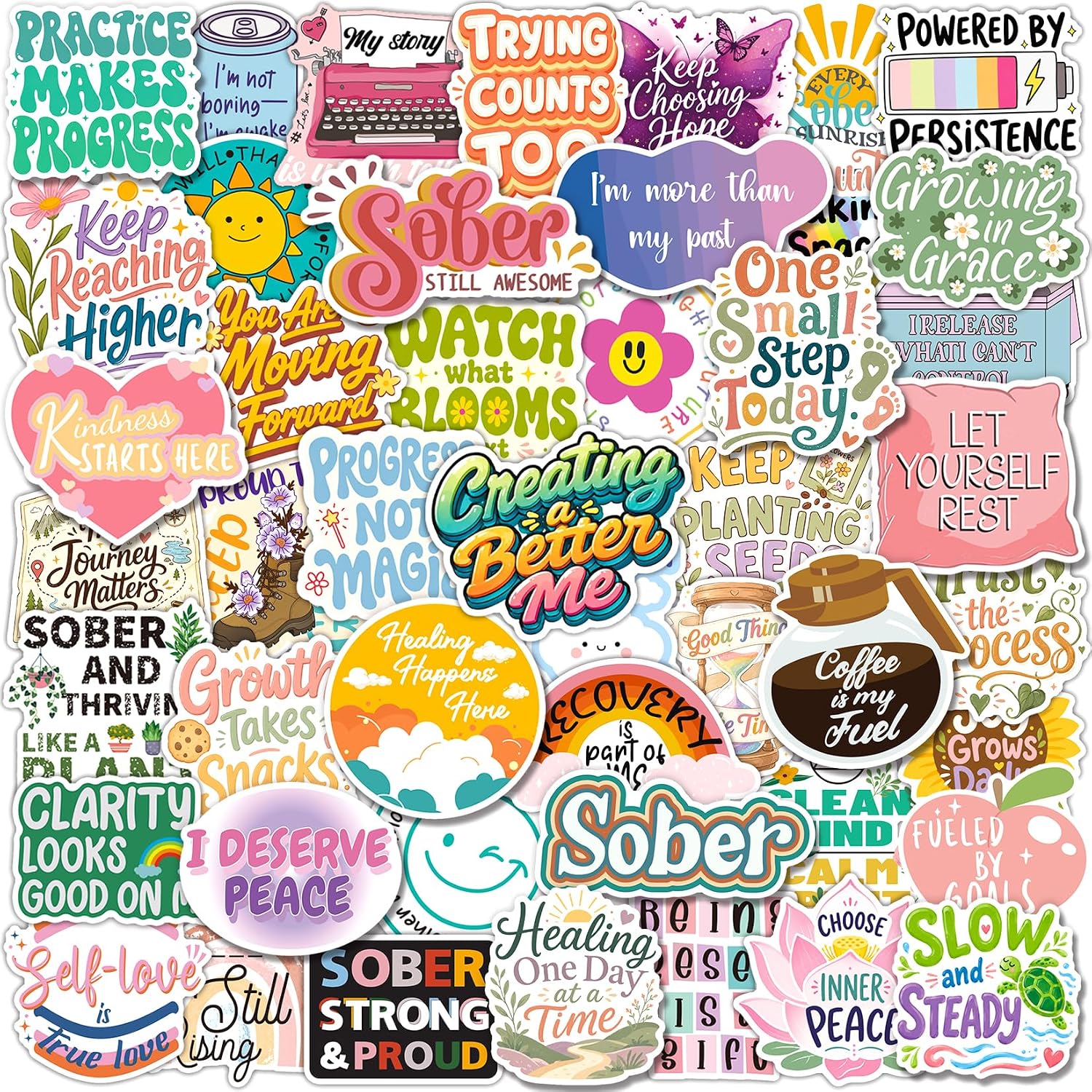 200PCS Sober Stickers, Sobriety Recovery Stickers for Women Men Adults
