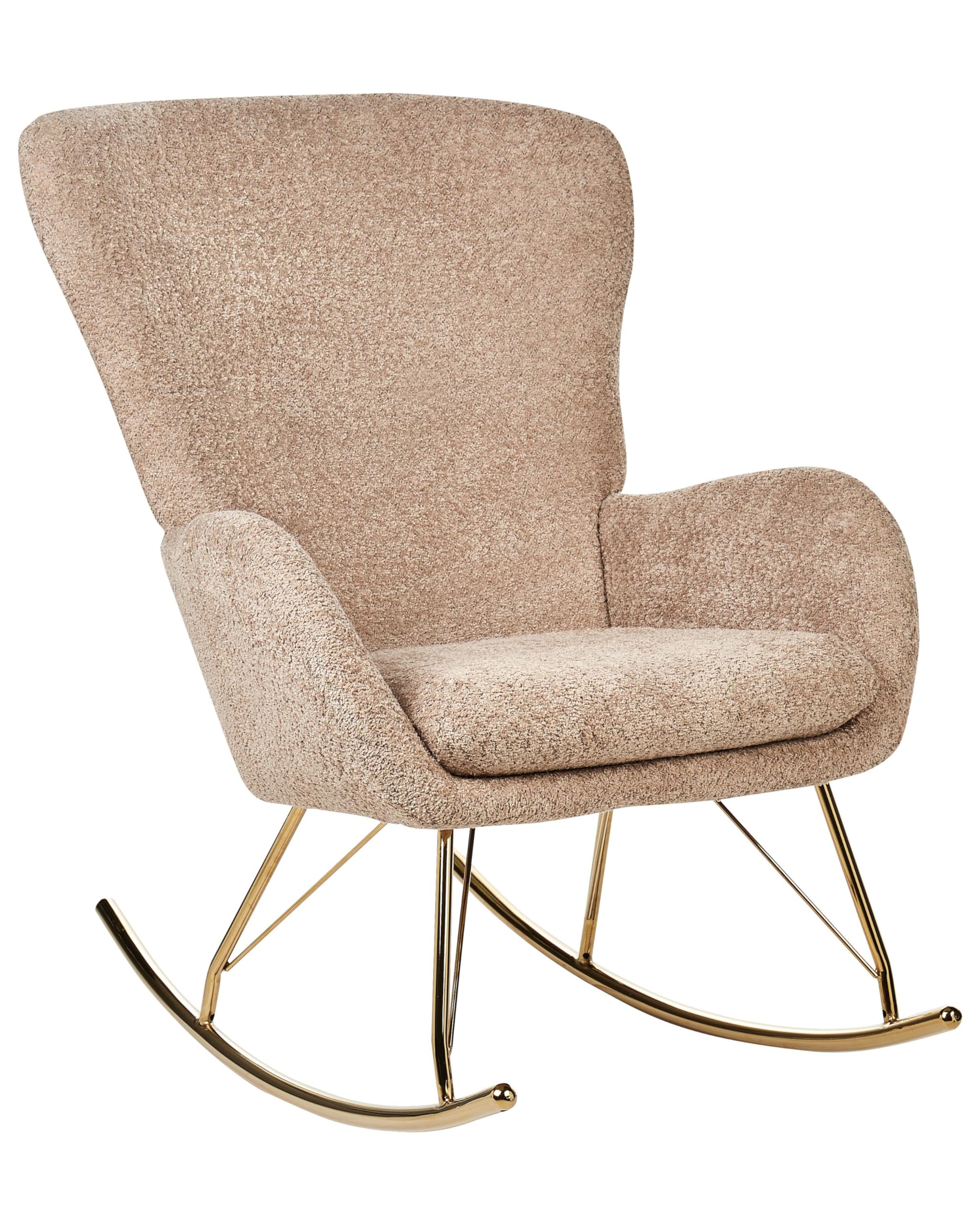 Beliani Schaukelsessel Bouclé Stoff beige/Gold Schaukelstuhl modern elegant edel Anaset