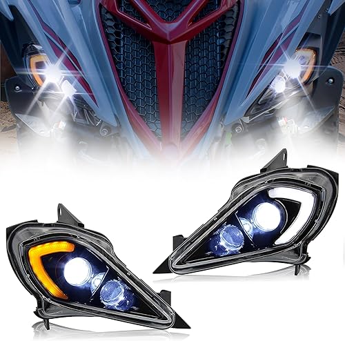 KATIMOTO Conjunto de faros delanteros LED con luz alta y baja DRL intermitente para Yamaha YFZ 450 YFZ450R YFZ450X Wolverine 450 350 Raptor 250 350