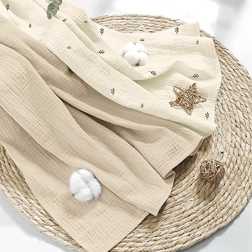 Susurration Muslin Cloths for Baby, 100 x 96 cm Baby Swaddle for Boys and Girls, Soft Baby Muslin Blanket, 3 Pack Breathable Nursery Receiving Blankets (Cute Bud)