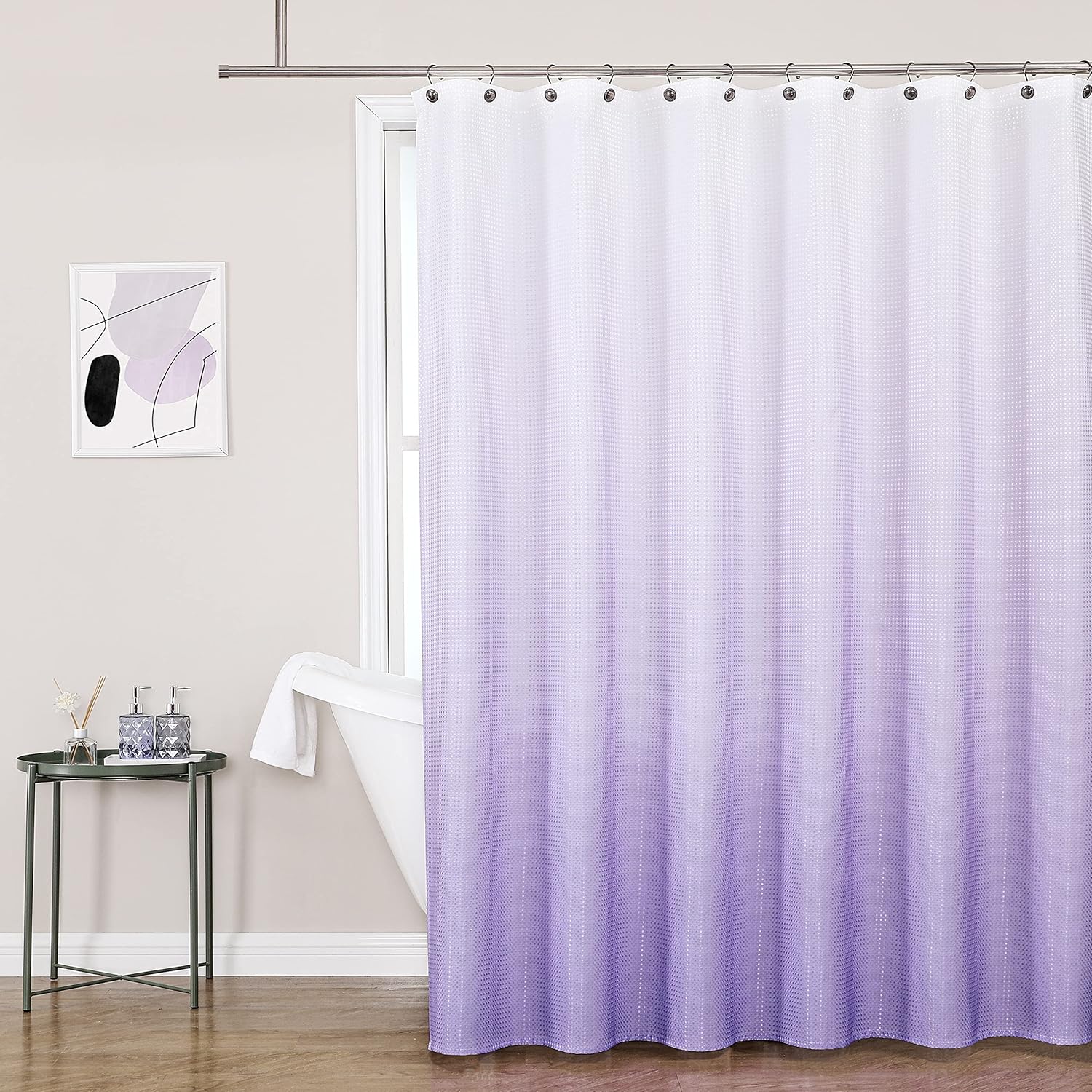 WEST LAKE Ombre Shower Curtain Lavendar Waffle Weave