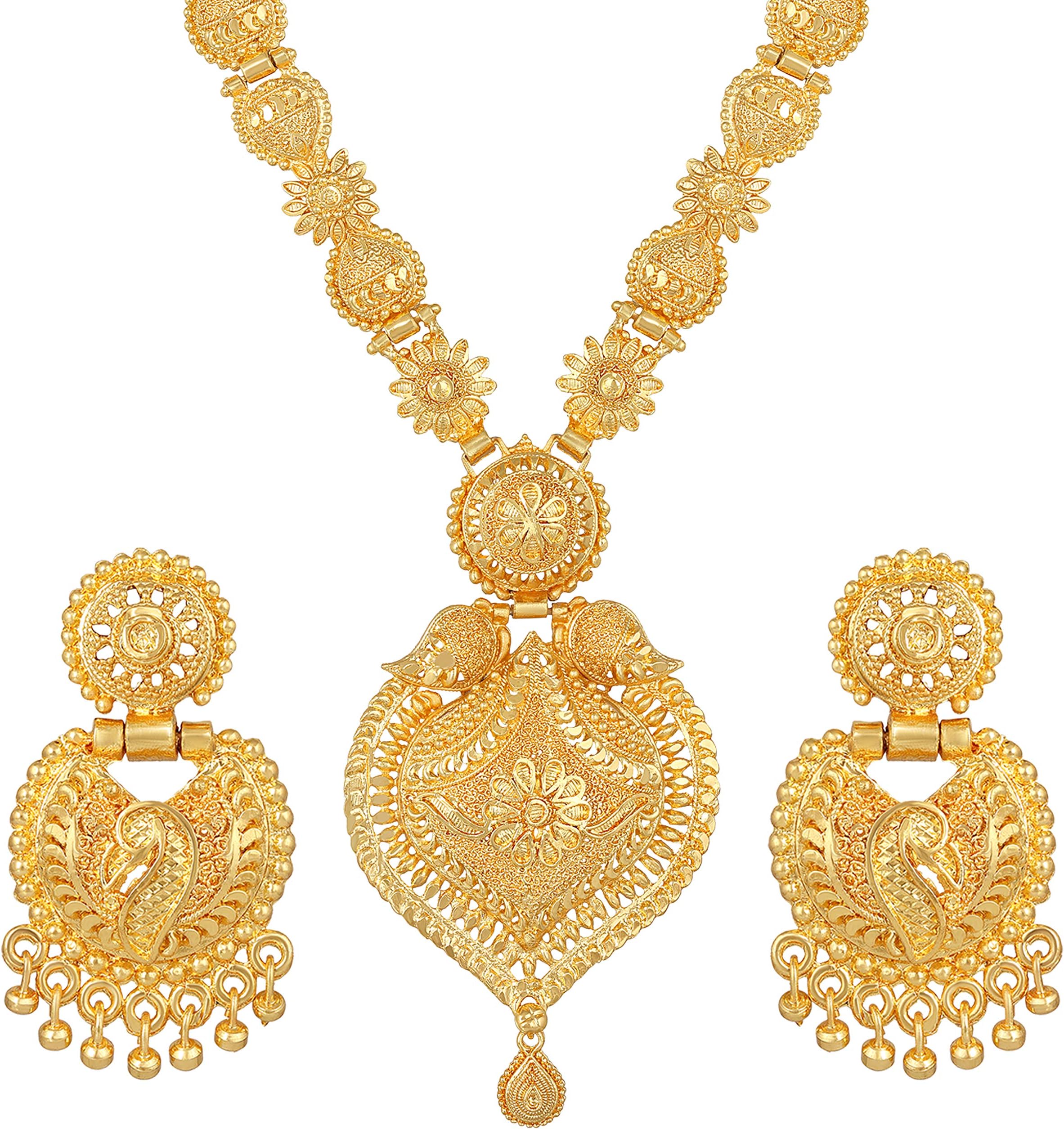 ASMITTA Gold Plated Necklace Set with Earrings, Indian Traditional Bridal Jewellery