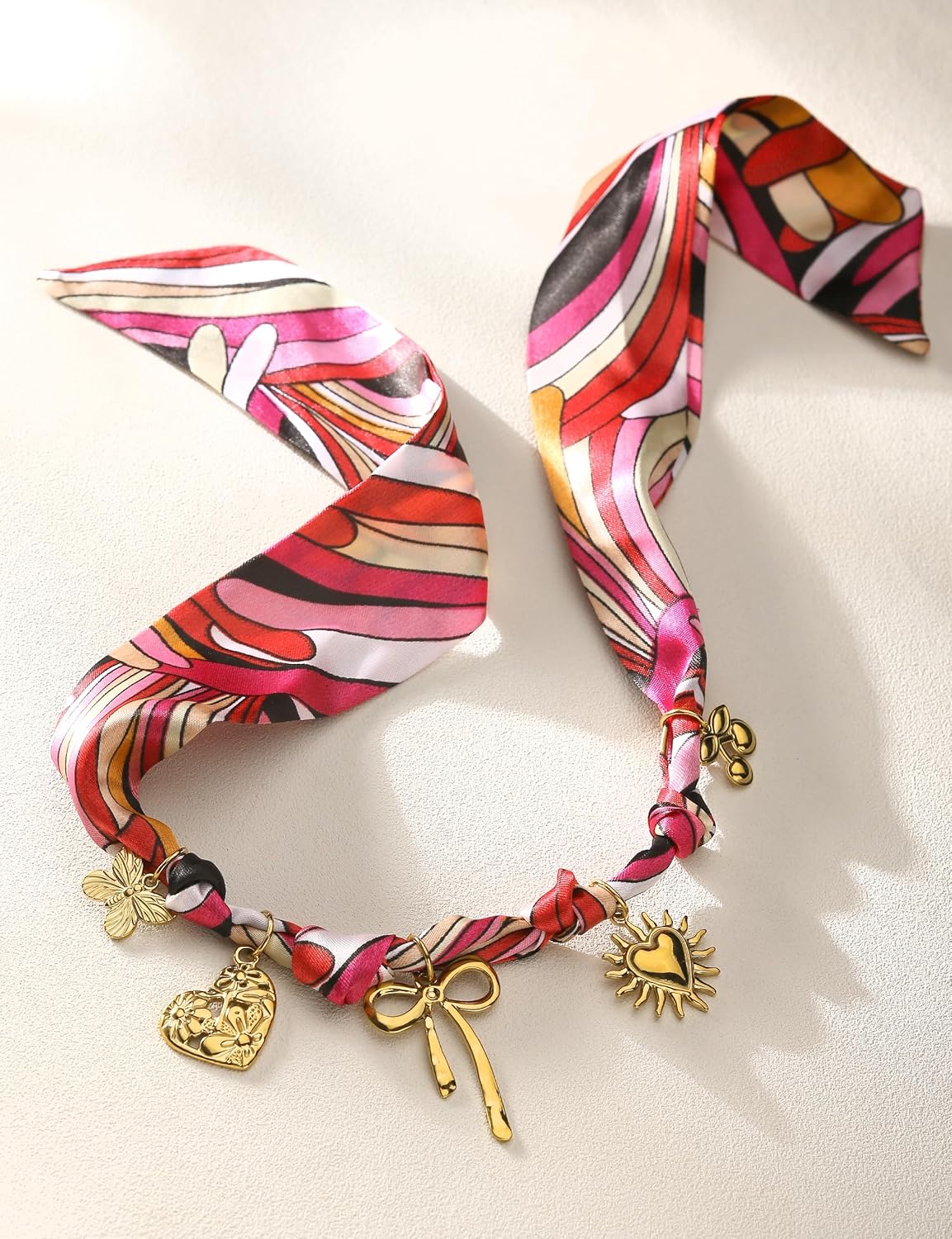 COTATI Scarf Necklace with Charm for Women,Adjustable Western Silky Soft Cowgirl necklaces Jewelry Gold Plated Pendant - Image 6