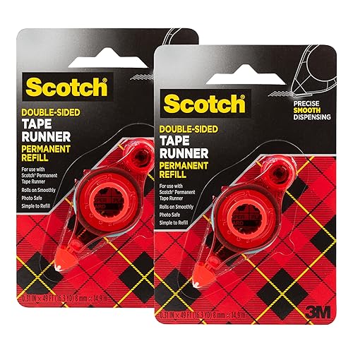 Scotch Recambio permanente de cinta adhesiva de doble cara, apto para fotos, 0.31 x 49 pies (6055-R) (paquete de 2)