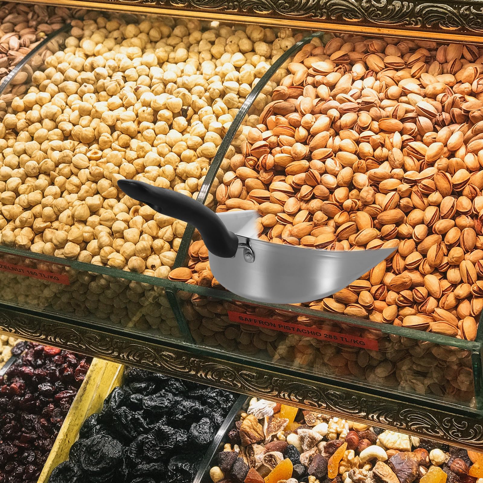 TOYANDONA Pelle à Glace en Acier Inoxydable Épaissie Pelle Multifonction pour Farine, Croquettes, Thé Portable Manche en Bakélite