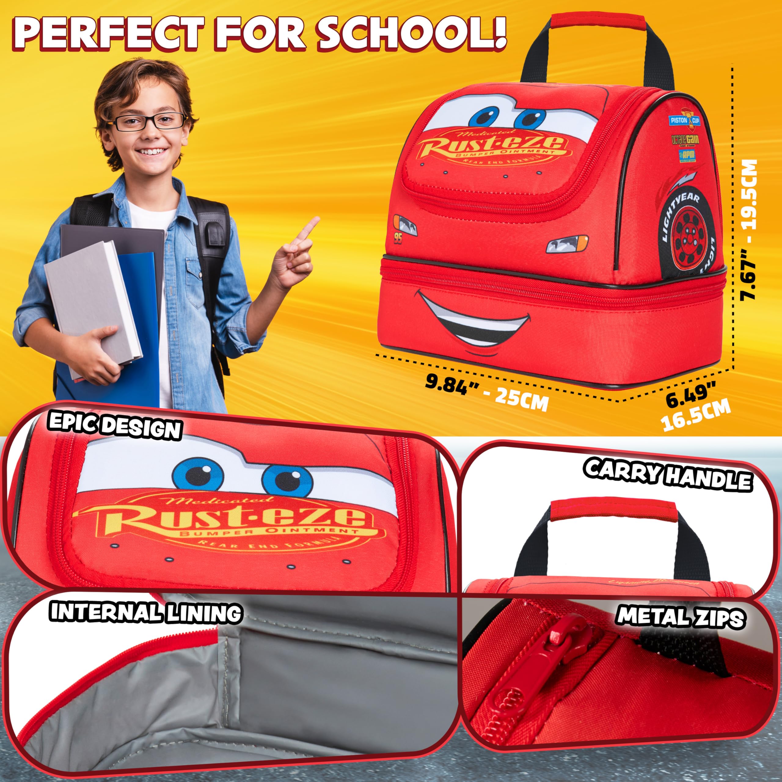 Get Trend Disney Cars Sac Repas Isotherme Enfant Ado Lightning McQueen Lunch Box Double Compartiment École Voyage Sac Pique Nique (Rouge McQueen)