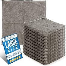 Microfiber Cleaning Cloth, Large Size 40x40cm, Super Absorbent Lint Free Microfibre Cloths Cleaning for Home, Kitchen, Surface, Mirrors, Bathrooms, Motorbike, Car (Grey, 10)