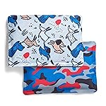 Cool Coolers by Fit & Fresh 2 Pack Soft Ice, Flexible Stretch Nylon Reusable Ice Packs for Lunch Boxes & Coolers, Happy Dogs
