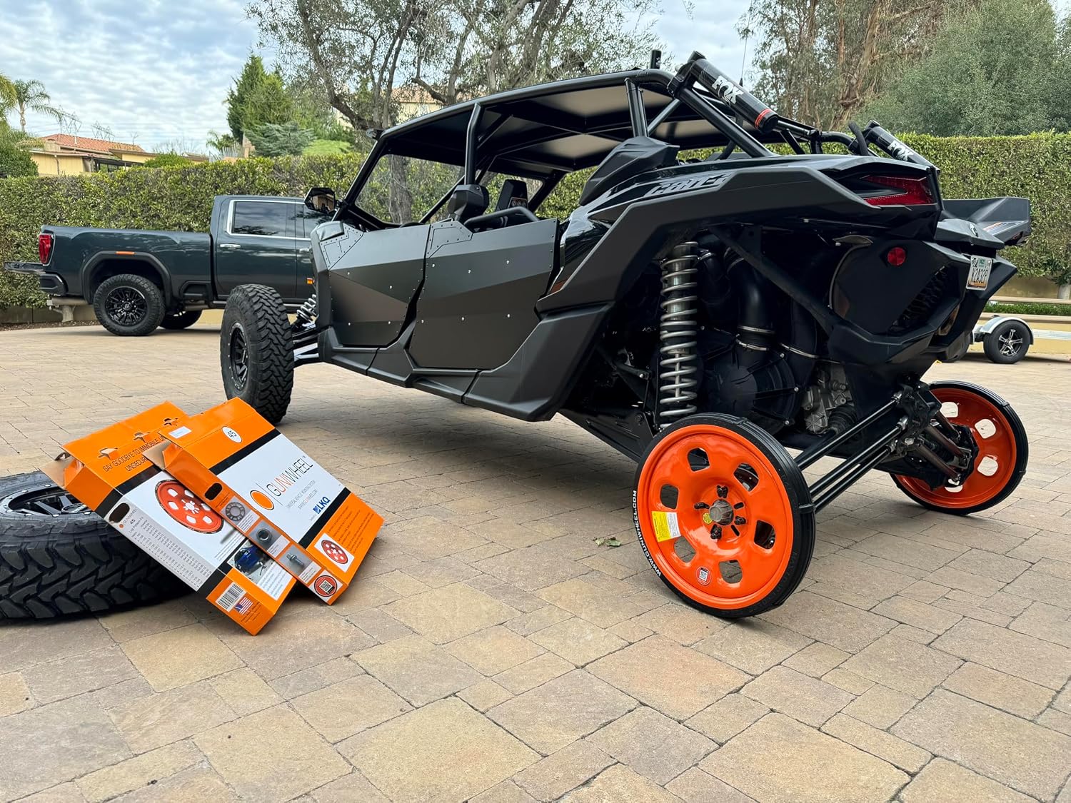 GUNIWHEEL™ 45 UTV Roller Wheel Universal Vehicle Mounting System – 4 & 5 Lug Shop Dolly Wheel for Polaris RZR Pro R XP Can-Am Maverick X3 Suspension Brake Service (Individual)