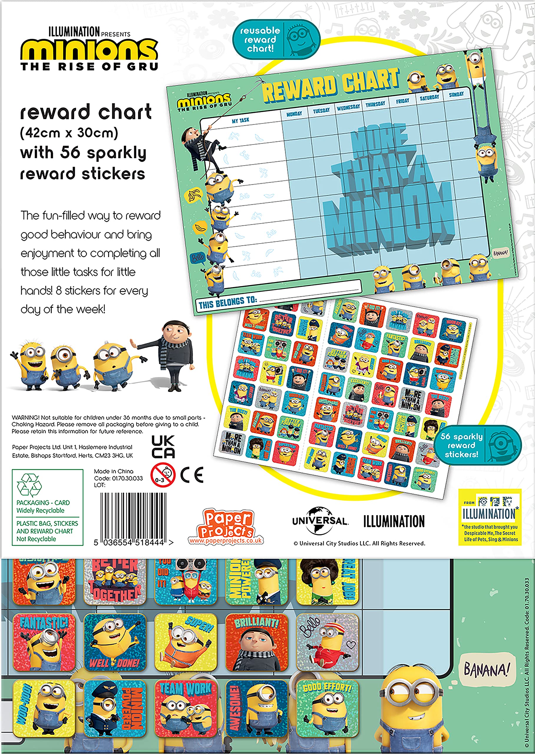 Paper Projects Minions Reward Chart The Rise Of Gru Includes 56
