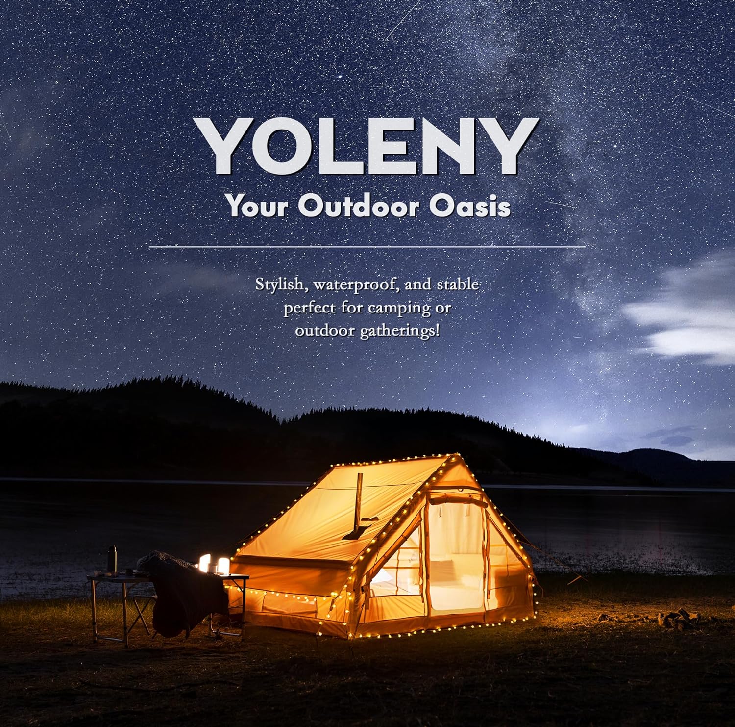 YOLENY 2/4/6 Person Inflatable Tents for Camping, Quick Setup in 2 Minutes with Hand Pump, Blow Up Tent with Skylight & Canopy, Cabin Tent for Family Camping & Hiking