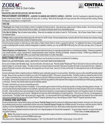 Miniatura 2 de Zodiac Collar de pulgas y garrapatas para gatos, 13 pulgadas