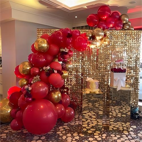 Miniatura 6 de Globos rojos de diferentes tamaños, paquete de 100 globos de 18, 12, 10, 5 pulgadas para guirnalda de globos, globos de látex para fiestas,