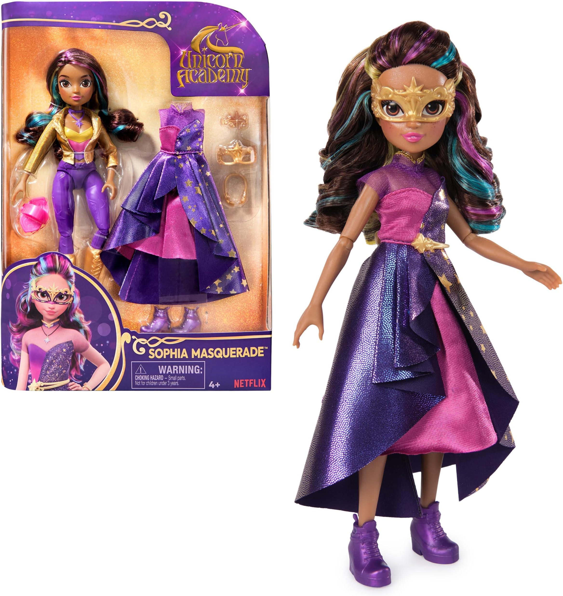 Sophia Masquerade Ball Doll with 9 Accessories, 9.5”, Dolls & Unicorn Toys for Girls