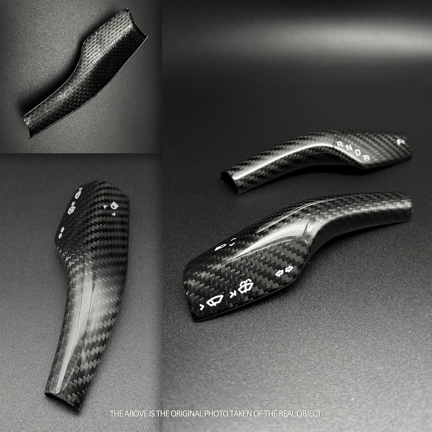 Real 3K Carbon Fiber Steering Lever Cover for Tesla Model 3 Model Y 2024-2017 Gear Shift Cover Accessories Gear Lever Decorative Cover for Tesla Model 3 Model Y(Glossy Black)