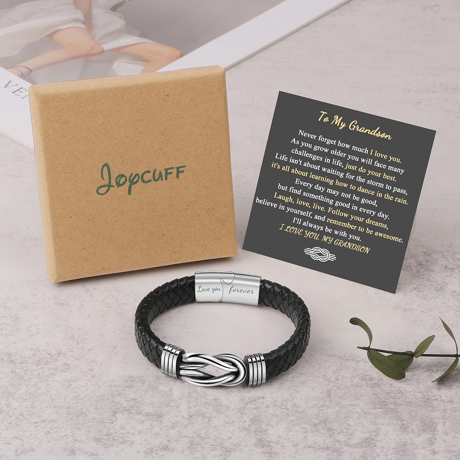 Gift for Men Black Braided Leather Infinity Bracelet for Men Dad Husband Boyfriend Son Grandson Brother Nephew Uncle Forever Linked Together Stainless Steel Engraved with Love You Forever Jewelry 7.5|8.5|9 Inches - Image 6