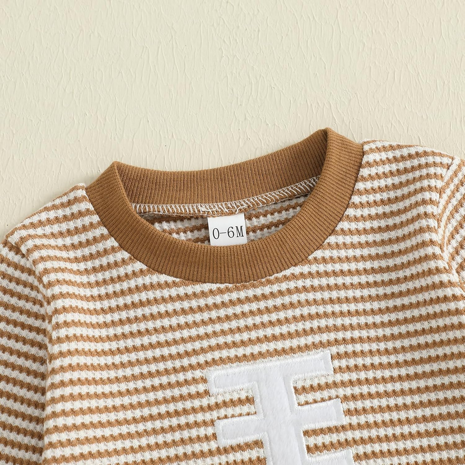 Football Baby Boy Clothes Football Embroidery Waffle Stripe Long Sleeve Sweatshirt Jogger Pants Fall Winter Outfits - Image 6