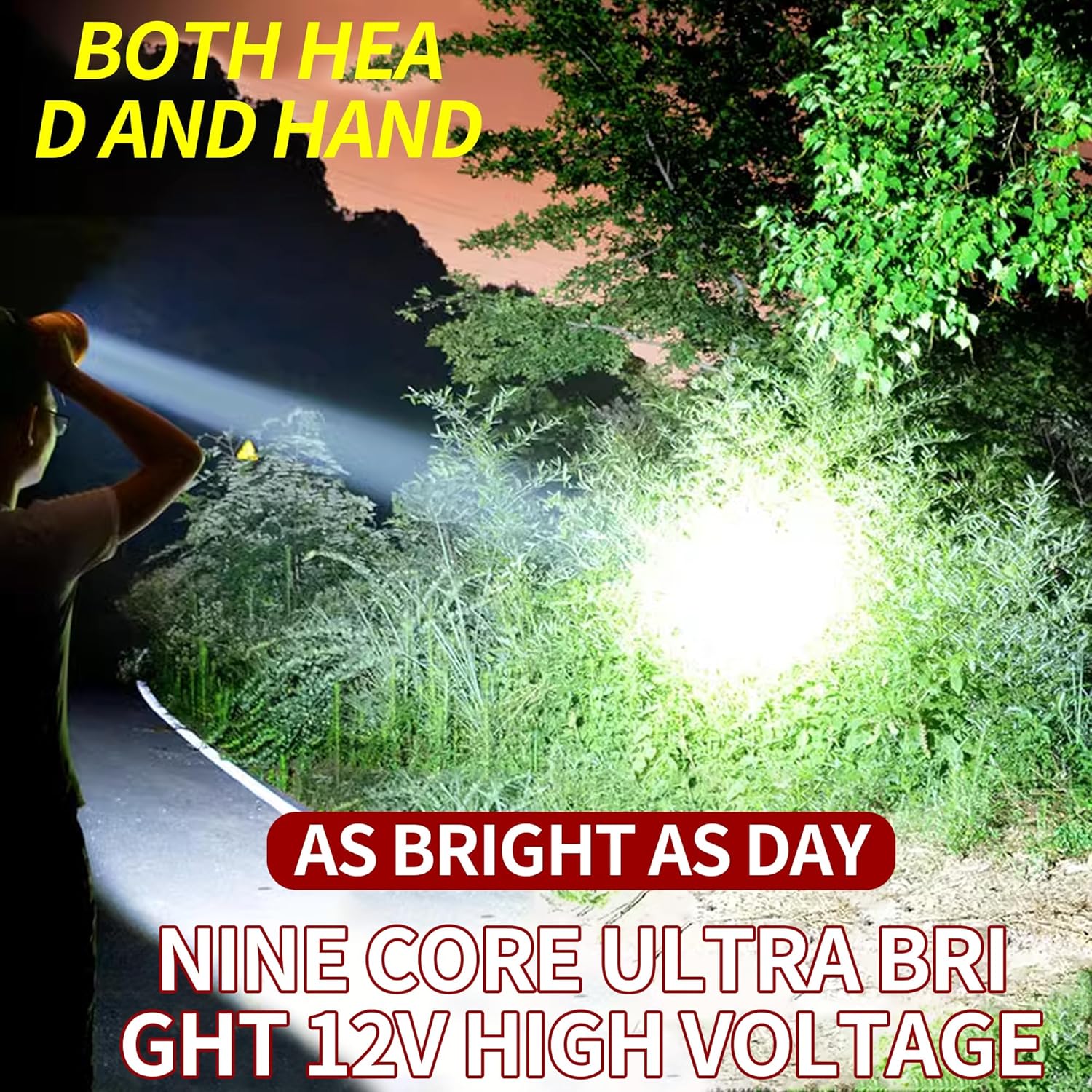 High Power Coon Hunting Lights, Motion Sensor Mining LED Headlamp for Hunters, Super Bright High Lumens Rechargeable Headlight, Waterproof Head Spotlight Torch for Fishing Camping