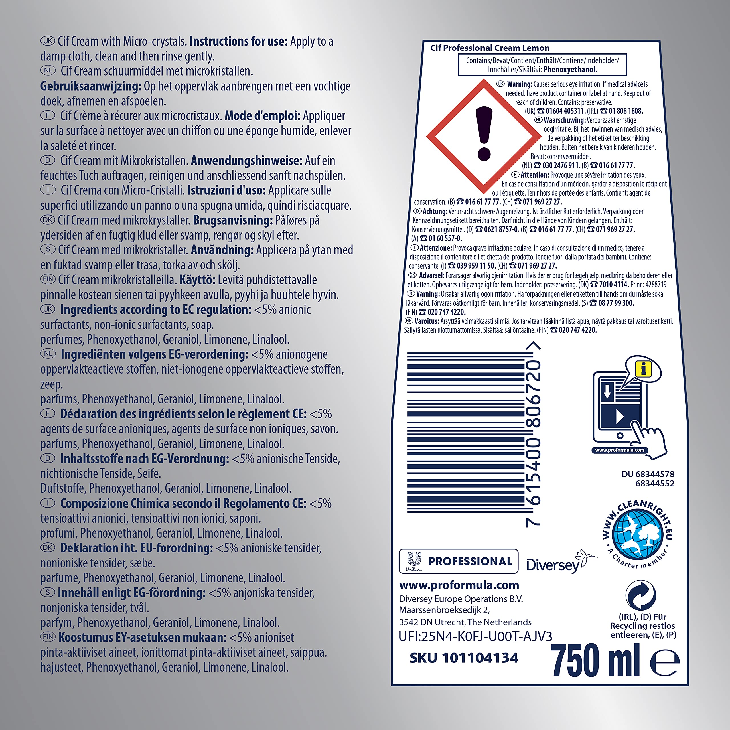 Cif Pro Formula Cream Lemon - 750 ml