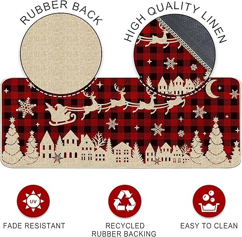 Miniatura 6 de pinata Tapete de cocina de Navidad, 2 piezas, 17 x 29 pulgadas y 17 x 47 pulgadas, alfombras y tapetes de cocina navideños, decoración de cocina