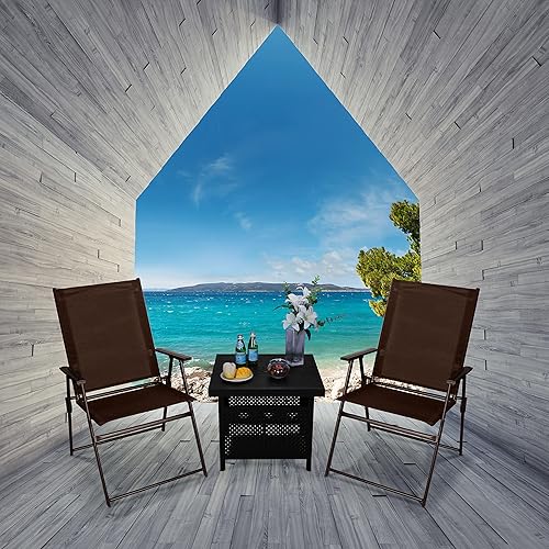 Miniatura 2 de Bigroof Sillas de comedor para patio, el juego de muebles de exterior incluye 2 sillas plegables Stirling con reposabrazos para porche, balcón y