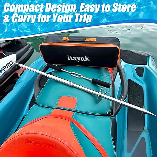 Miniatura 6 de Anclaje de arena para barco, 34 pulgadas46 pulgadas, anclajes de arena PWC de acero inoxidable 316, ideales para pontón, kayak jet ski se mantiene