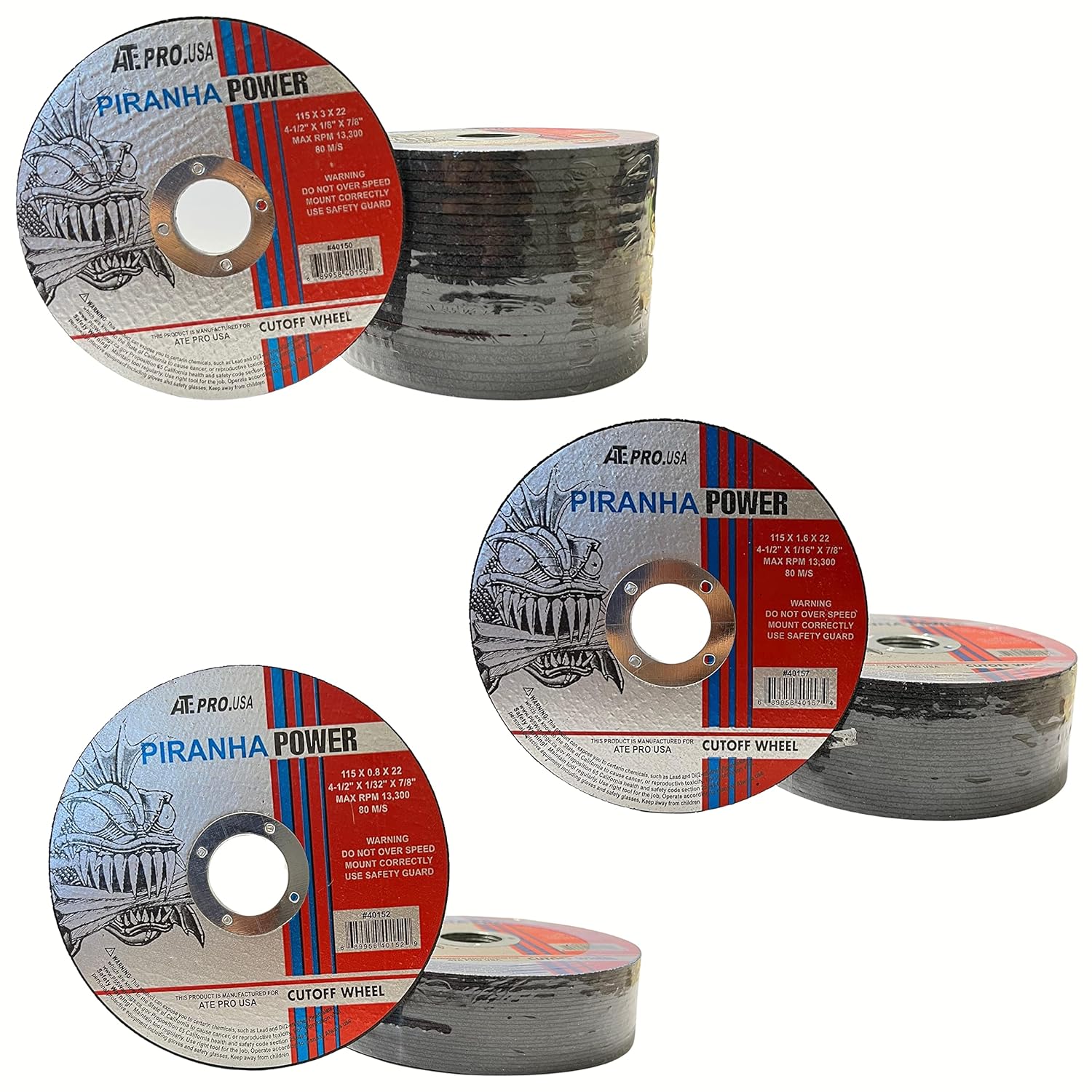 ATE Pro. USA- 75 Pack Cut Off Wheels Combo Set, Aluminum Oxide Quality Thin Cut Off Wheel for Metal & Stainless Steel 7/8 Arbor | 4-1/2 X 1/16 X 7/8s, 4-1/2 X 1/32 X 7/8, 4-1/2 X 1/8 X 7/8 |