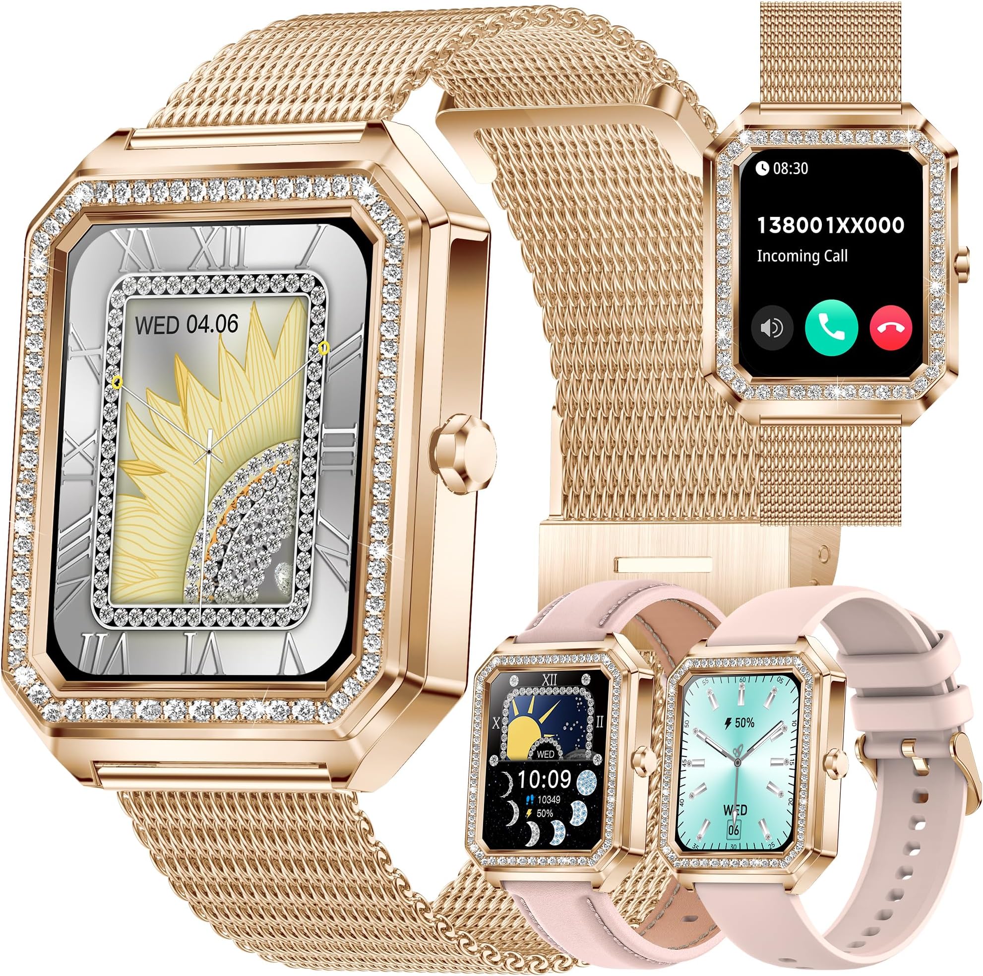 Jugeman Smartwatch Uomo Donna Chiamate Bluetooth, 1.96'' Orologio Smartwatch con Cardiofrequenzimetro/Contapassi/Sonno/SpO2, 113+ Sportive Smart Watch IP68 Impermeabile Fitness Tracker per iOS Android