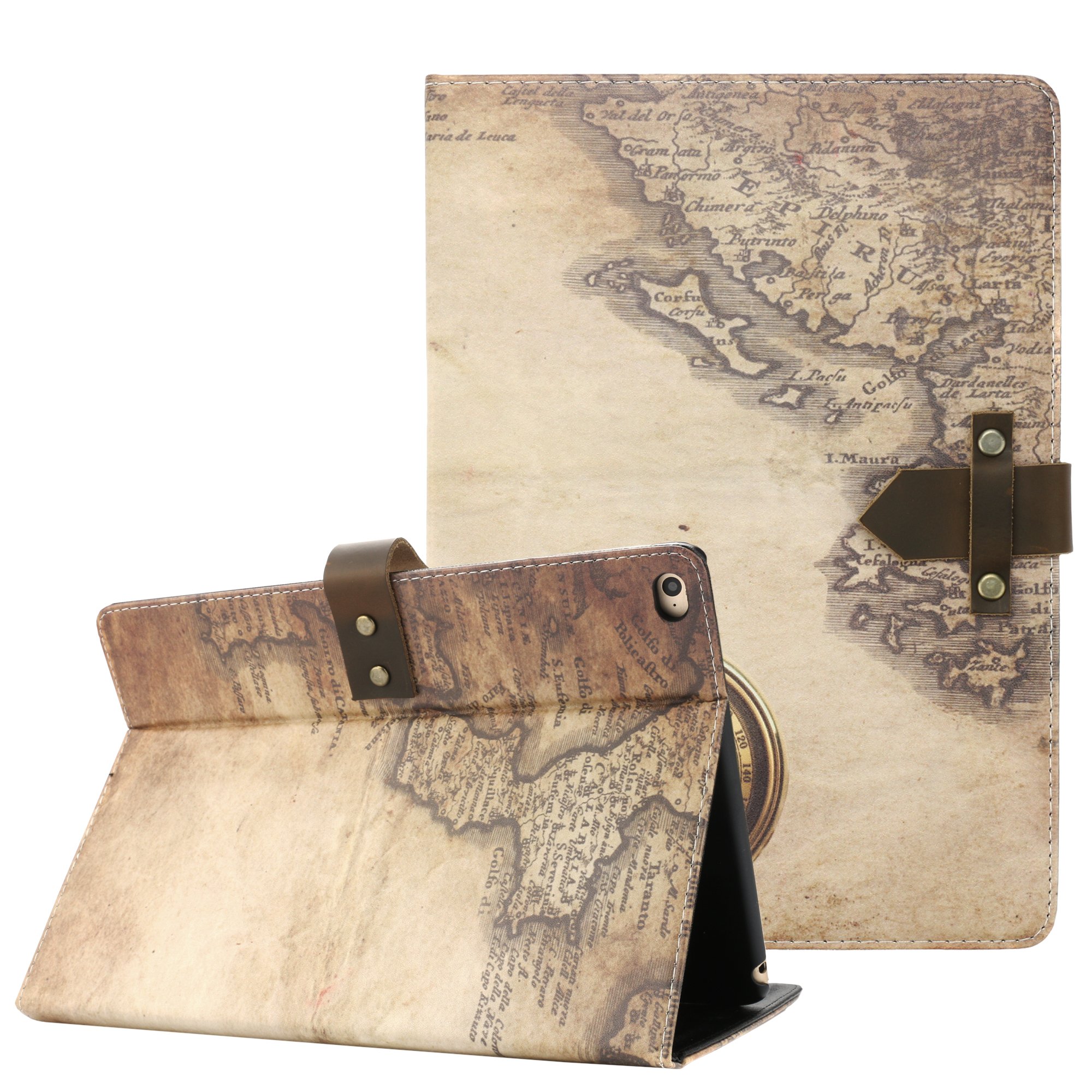 iPad Air 2 Case, Boriyuan Ultra Slim PU Leather Case Folio Smart Cover with Auto Sleep/Wake Function for Apple iPad Air 2 / iPad 6 2014 Model, Compass