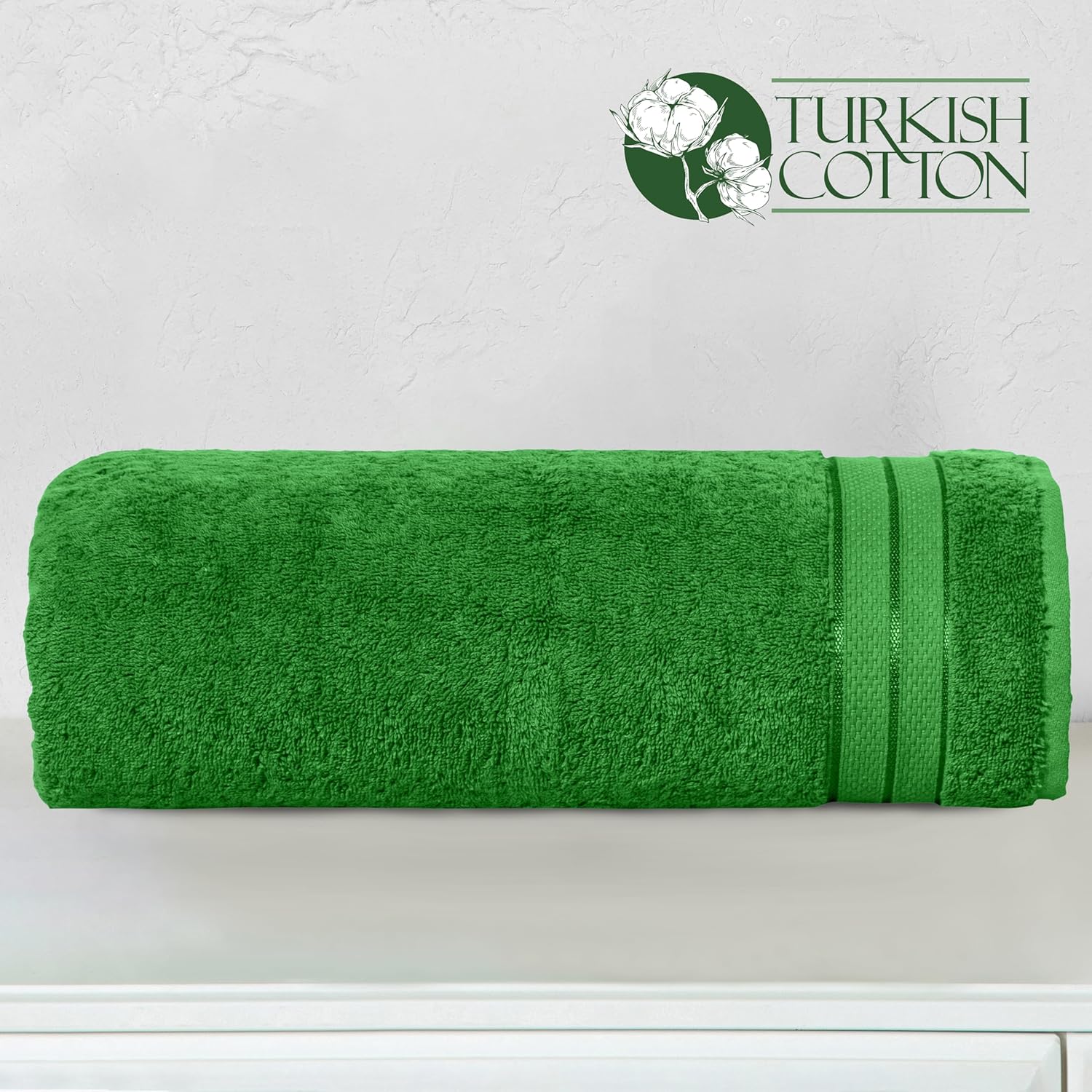 Elegant Comfort Three Line Popcorn Towel Set for Bathroom 35 x 70 inches, Premium Hotel Quality 1-PACK Jumbo Towels, 100% Turkish Cotton,Soft and Durable, Quick Dry and Highly Absorbent, Emerald Green