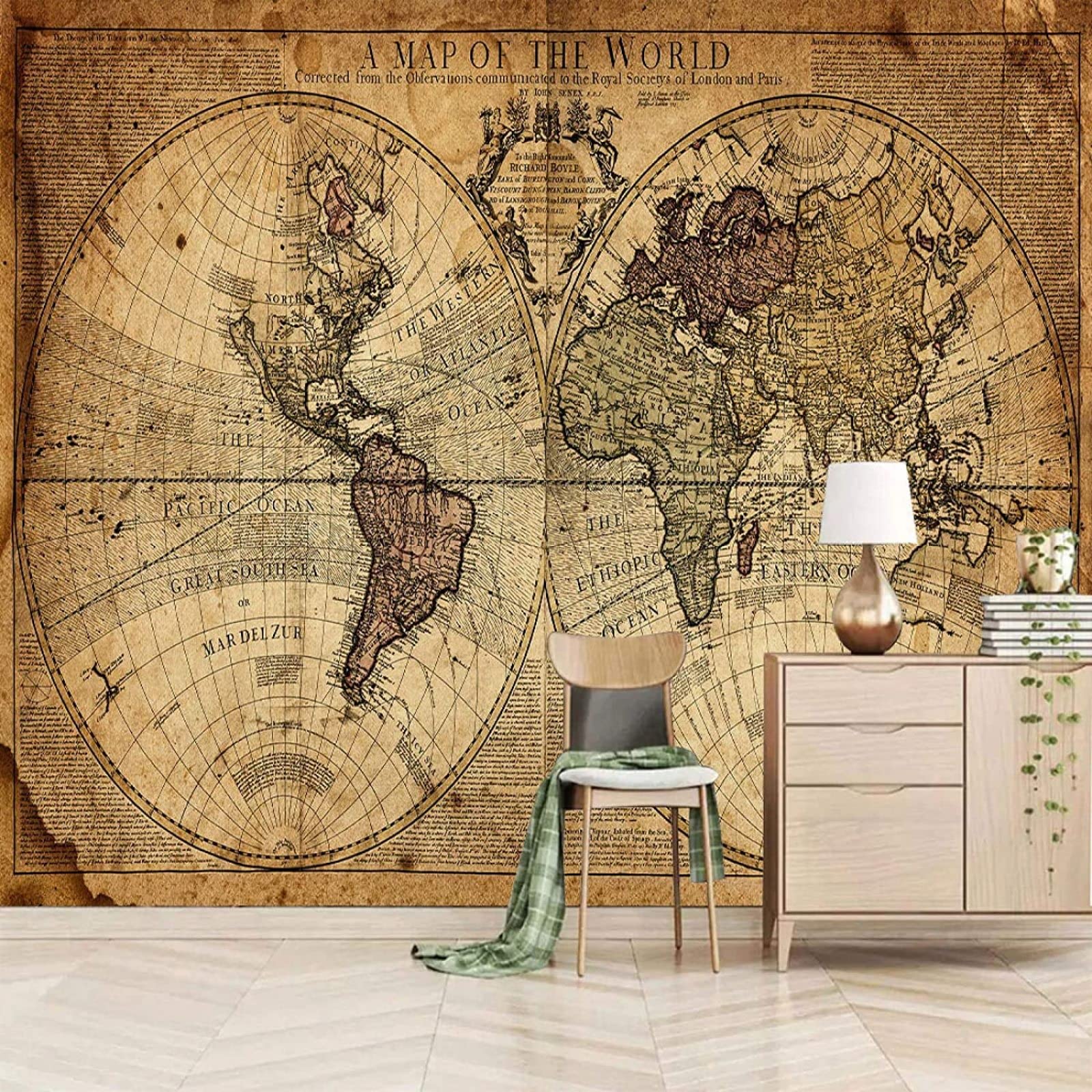 Carta Da Parati 3D Mappa Nostalgica Carta Da Parati Camera Letto Moderna Fotomurali 3D Gigante Murale Decorazione