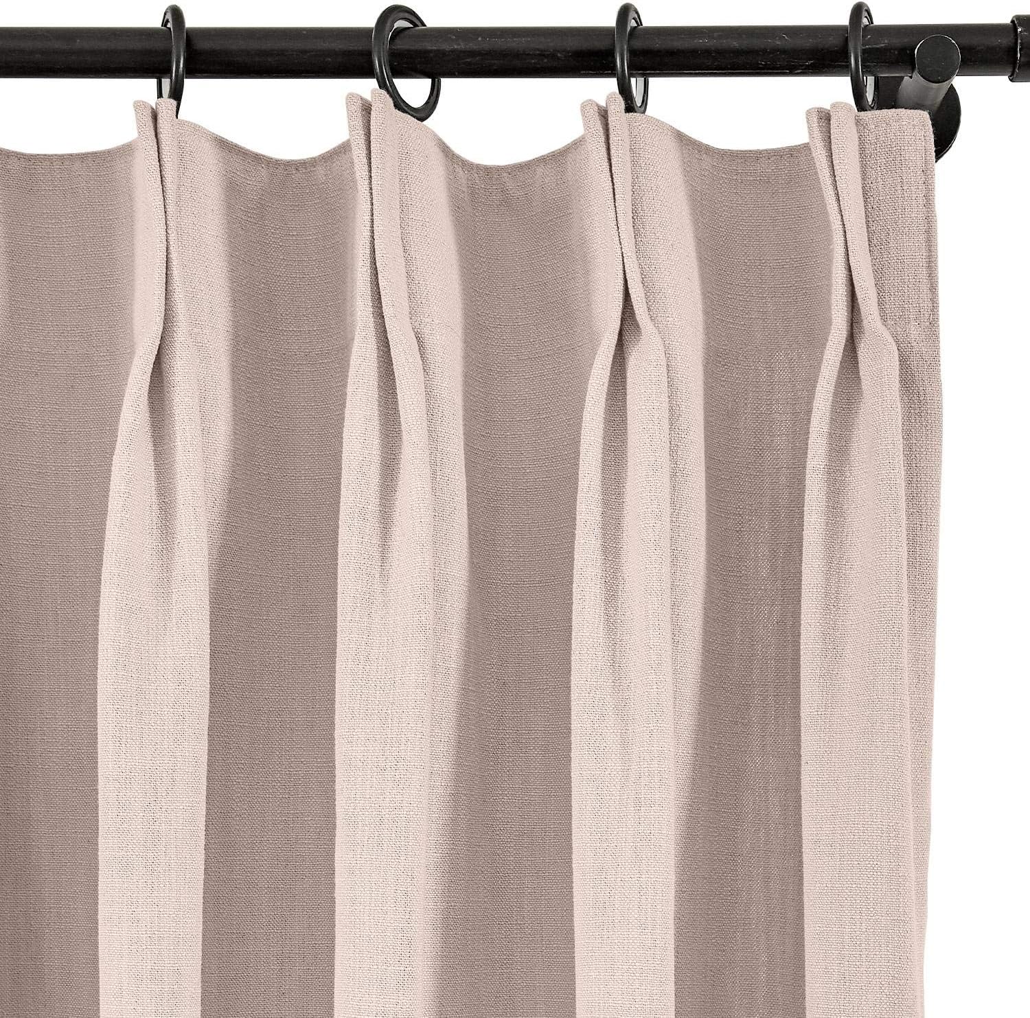 Macochico Pinch Pleated Linen Curtains Thermal Insulated Pink Room Darkening Drapes Panels for Bedroom Window Room Divider Privacy Protection 100 W x 96 L, 1 Panel